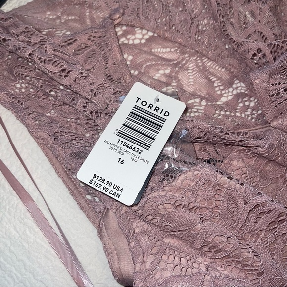 Torrid Mauve Pink Lace Mid Length Dress - Picture 4 of 15